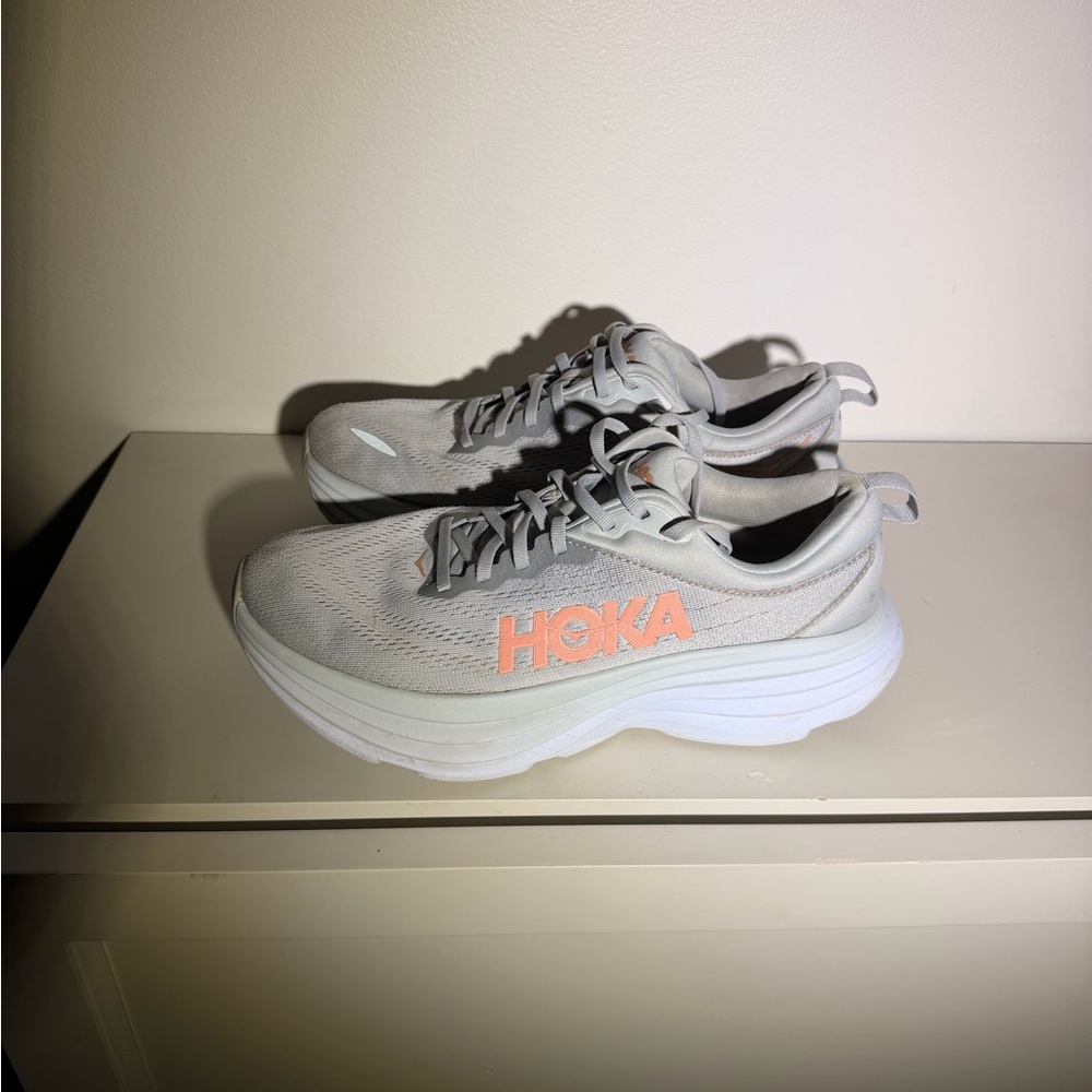 Hoka Women’s Sneakers-Sz 9.5. Gray/light Coral. - Picture 2 of 11